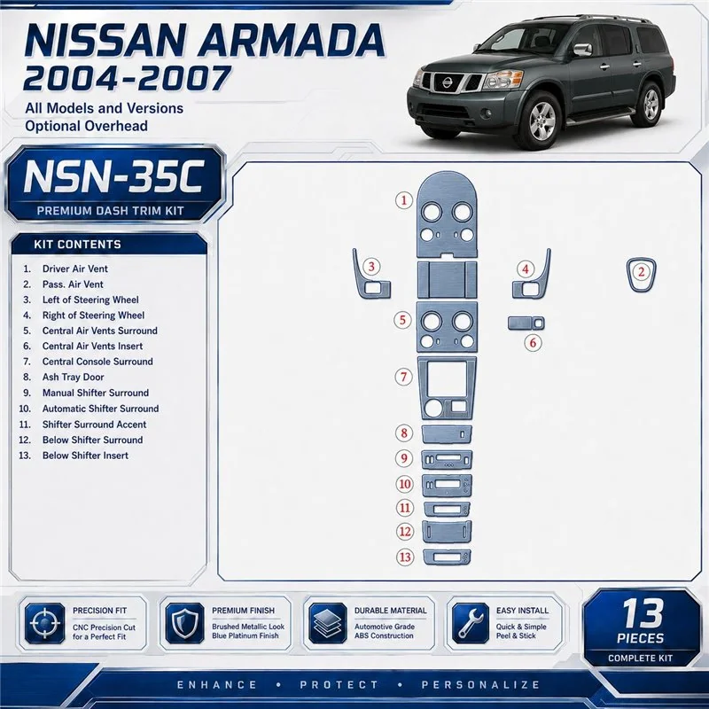 Nissan Armada 2004-2007 3D Cockpit Dekor Interieurleisten Set As shown in product diagram-teilig