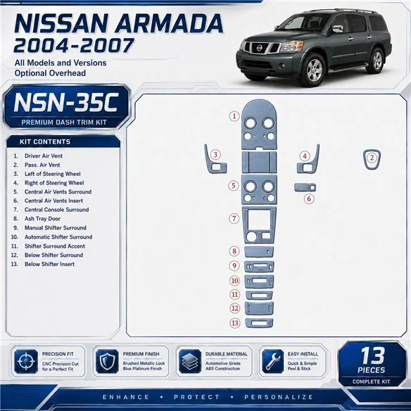 Nissan Armada 2004-2007 3D Cockpit Dekor Interieurleisten Set As shown in product diagram-teilig
