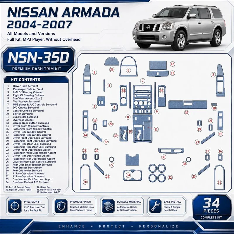 Nissan Armada 2004-2007 3D Cockpit Dekor Interieurleisten Set Full Set / as shown in product diagram-teilig