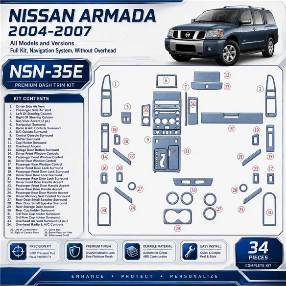 Nissan Armada 2004-2007 3D Cockpit Dekor Interieurleisten Set Full Set / as shown in product diagram-teilig