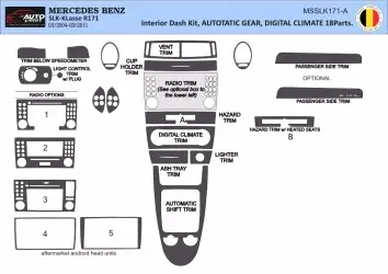 Mercedes SLK (R171) 2004-2010 Mittelkonsole Armaturendekor Cockpit Dekor 18-Parts