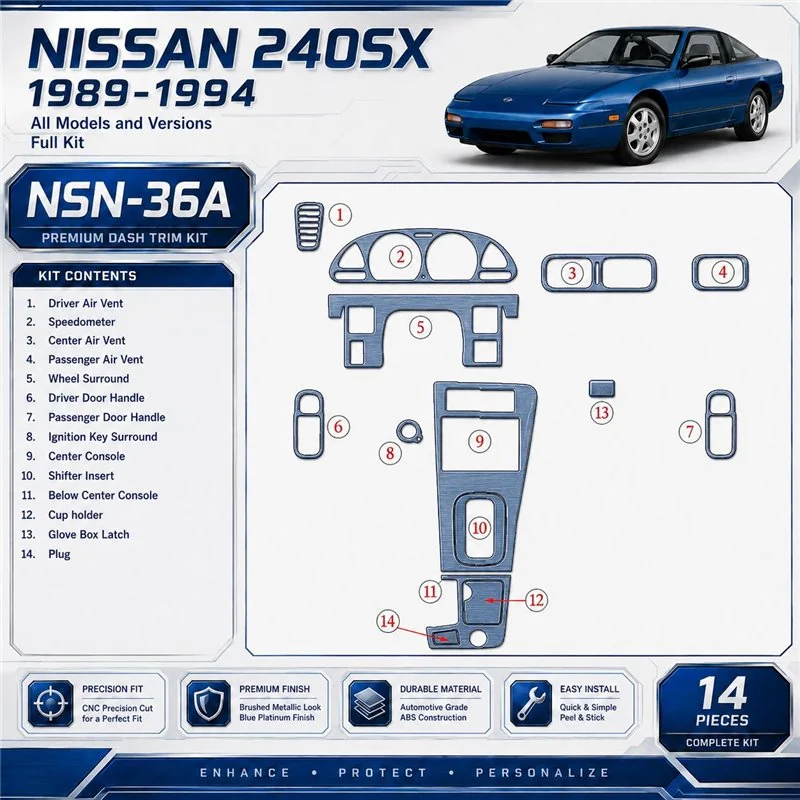Nissan 240SX 1989-1994 3D Cockpit Dekor Interieurleisten Set Full Set / as shown in product diagram-teilig