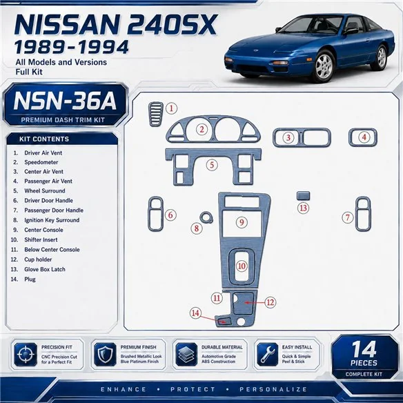 Nissan 240SX 1989-1994 3D Cockpit Dekor Interieurleisten Set Full Set / as shown in product diagram-teilig