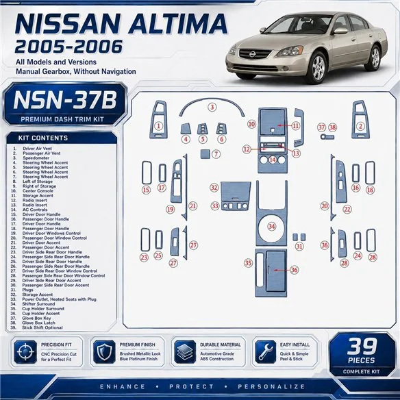 Nissan Altima 2005-2006 3D Cockpit Dekor Interieurleisten Set Full Set / as shown in product diagram-teilig