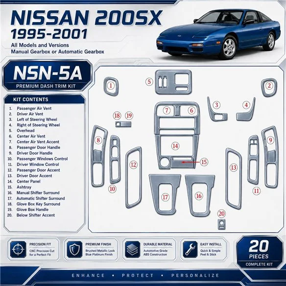 Nissan Quest 1999-2002 3D Cockpit Dekor Interieurleisten Set 17-teilig