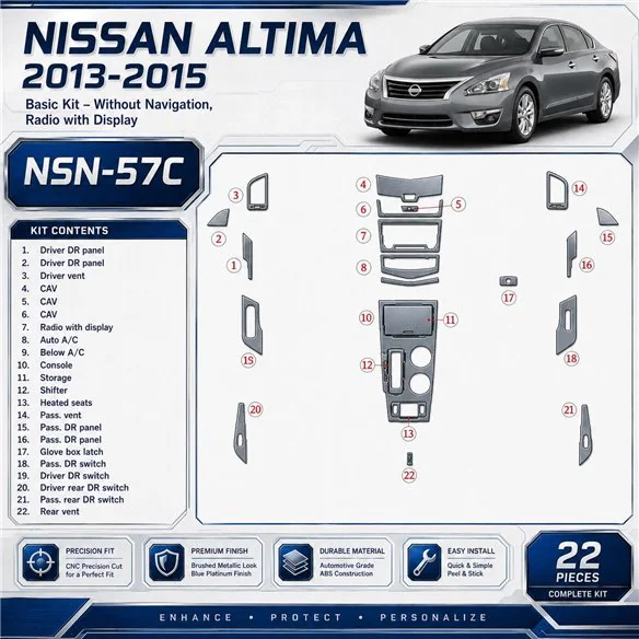 Nissan Altima 2013-heute 3D Cockpit Dekor Interieurleisten Set Basic Set / as shown in product diagram-teilig