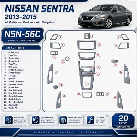 Nissan Sentra 2013-heute 3D Cockpit Dekor Interieurleisten Set As shown in product diagram-teilig