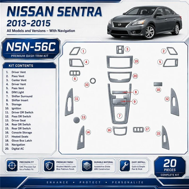 Nissan Sentra 2013-heute 3D Cockpit Dekor Interieurleisten Set As shown in product diagram-teilig