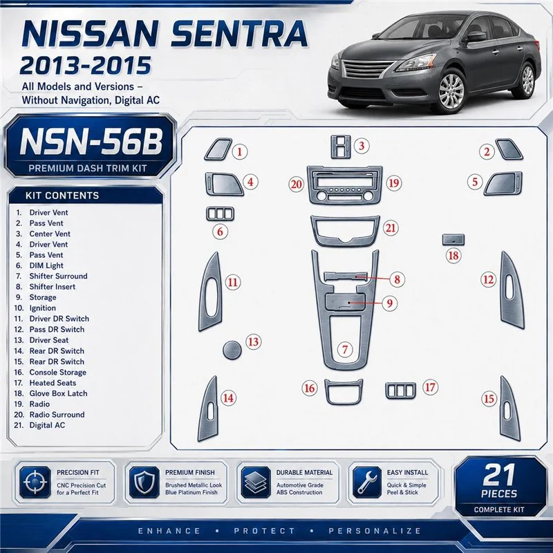 Nissan Sentra 2013-heute 3D Cockpit Dekor Interieurleisten Set As shown in product diagram-teilig