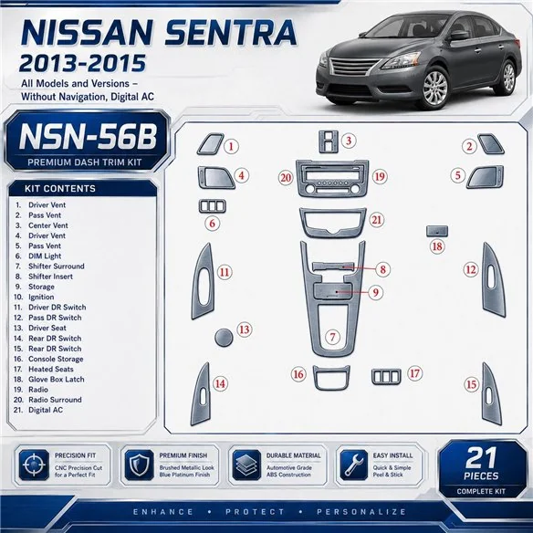 Nissan Sentra 2013-heute 3D Cockpit Dekor Interieurleisten Set As shown in product diagram-teilig
