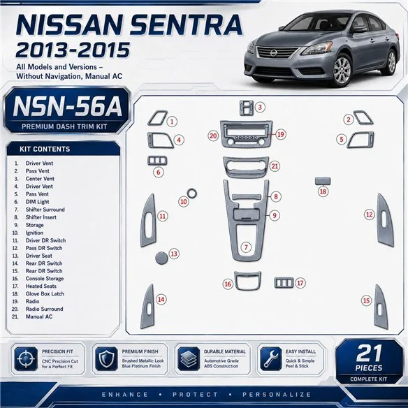 Nissan Sentra 2013-heute 3D Cockpit Dekor Interieurleisten Set As shown in product diagram-teilig