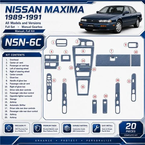 Nissan Maxima 1989-1991 3D Cockpit Dekor Interieurleisten Set 20-teilig