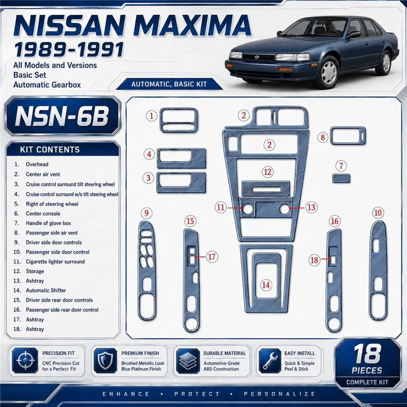 Nissan Maxima 1989-1991 3D Cockpit Dekor Interieurleisten Set 18-teilig