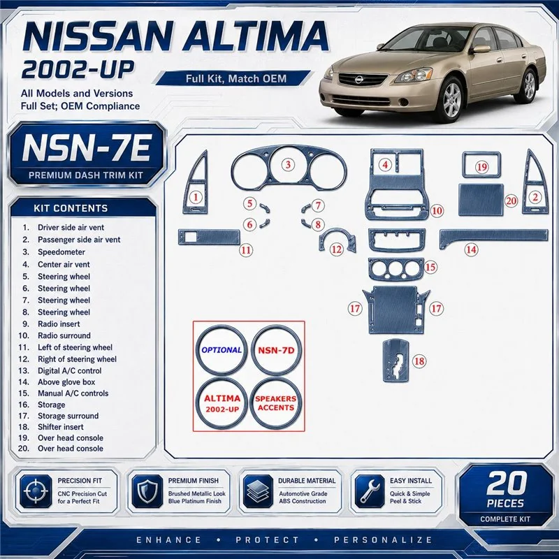 Nissan Altima 2002-2002 3D Cockpit Dekor Interieurleisten Set 20-teilig