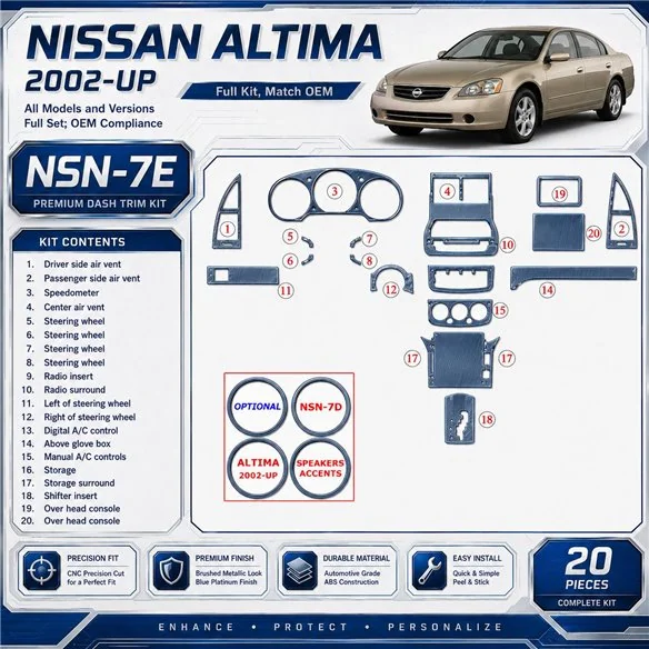 Nissan Altima 2002-2002 3D Cockpit Dekor Interieurleisten Set 20-teilig