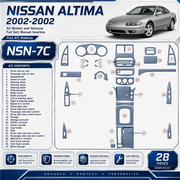 Nissan Altima 2002-2002 3D Cockpit Dekor Interieurleisten Set 28-teilig