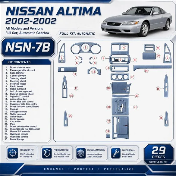 Nissan Altima 2002-2002 3D Cockpit Dekor Interieurleisten Set 29-teilig