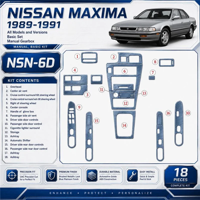 Nissan Maxima 1989-1991 3D Cockpit Dekor Interieurleisten Set 18-teilig