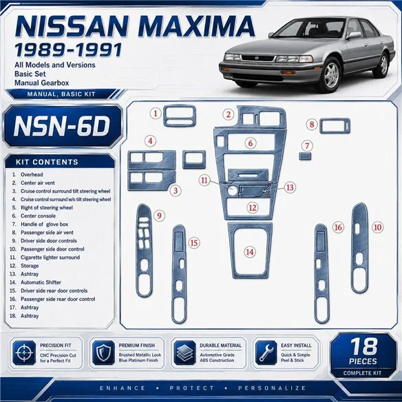 Nissan Maxima 1989-1991 3D Cockpit Dekor Interieurleisten Set 18-teilig