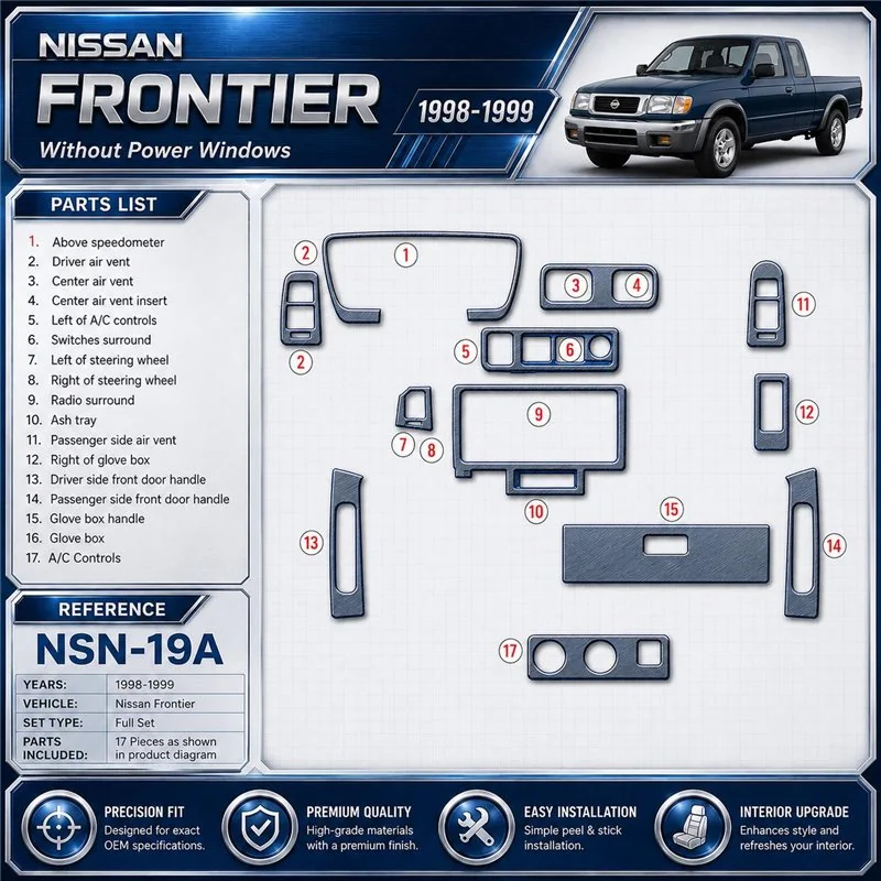Nissan Frontier 1998-1999 3D Cockpit Dekor Interieurleisten Set As shown in product diagram-teilig