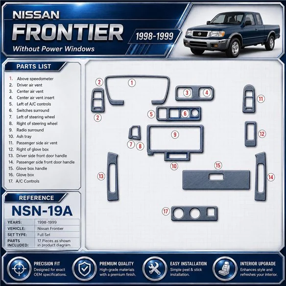 Nissan Frontier 1998-1999 3D Cockpit Dekor Interieurleisten Set As shown in product diagram-teilig