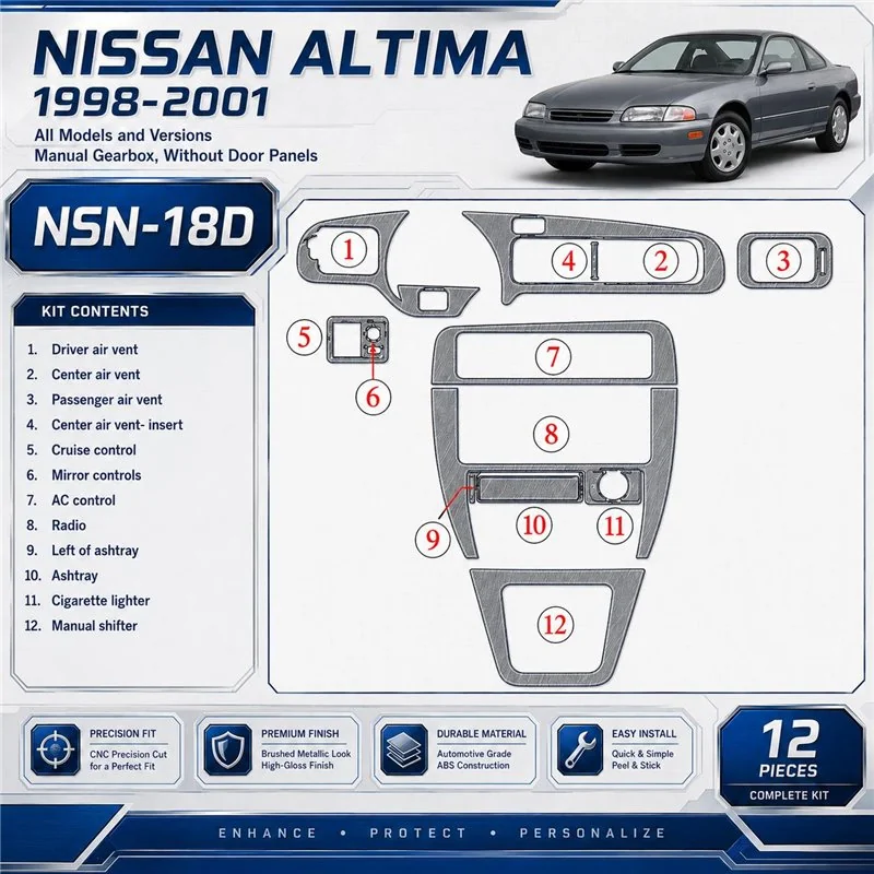 Nissan Altima 1998-2001 3D Cockpit Dekor Interieurleisten Set 12-teilig