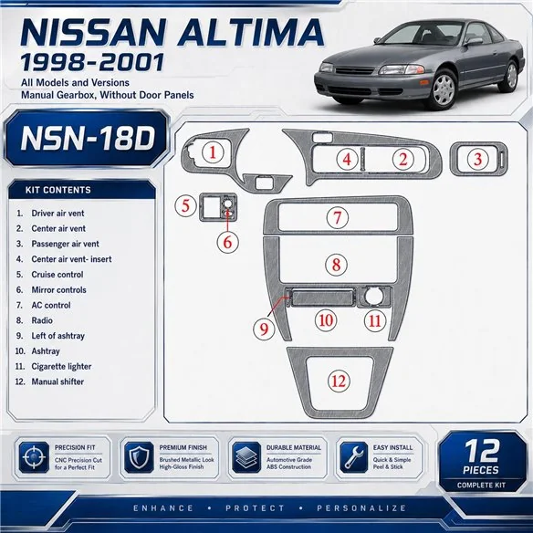 Nissan Altima 1998-2001 3D Cockpit Dekor Interieurleisten Set 12-teilig