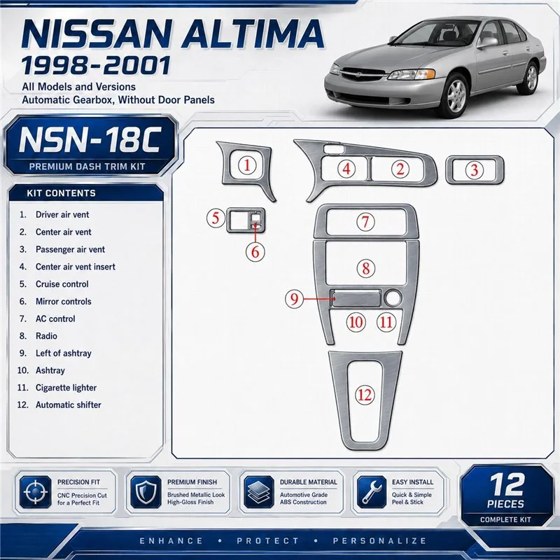 Nissan Altima 1998-2001 3D Cockpit Dekor Interieurleisten Set 12-teilig