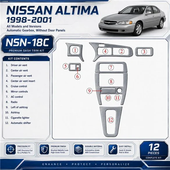 Nissan Altima 1998-2001 3D Cockpit Dekor Interieurleisten Set 12-teilig