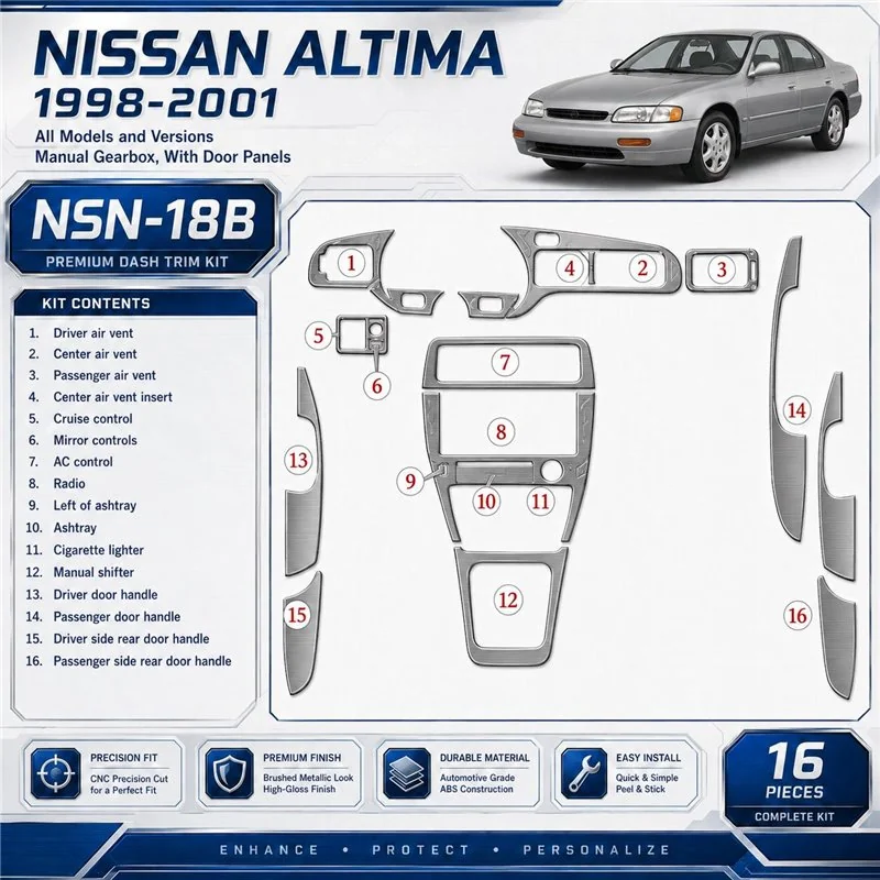 Nissan Altima 1998-2001 3D Cockpit Dekor Interieurleisten Set 16-teilig