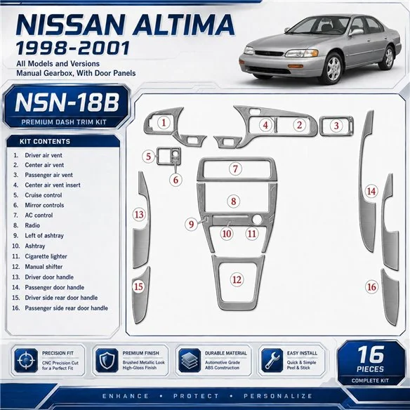 Nissan Altima 1998-2001 3D Cockpit Dekor Interieurleisten Set 16-teilig