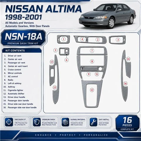 Nissan Altima 1998-2001 3D Cockpit Dekor Interieurleisten Set 16-teilig