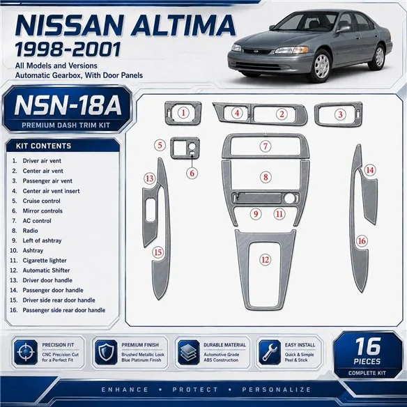 Nissan Altima 1998-2001 3D Cockpit Dekor Interieurleisten Set 16-teilig