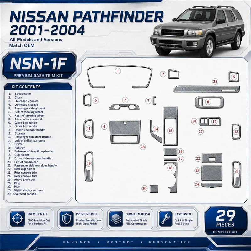Nissan Pathfinder 2001-2004 3D Cockpit Dekor Interieurleisten Set As shown in product diagram-teilig