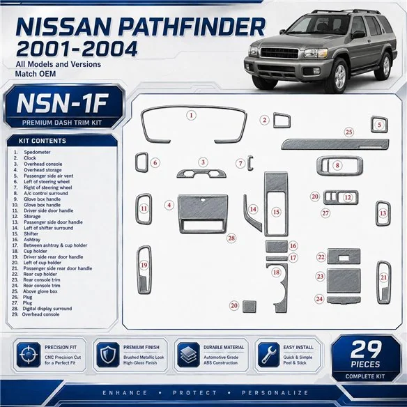 Nissan Pathfinder 2001-2004 3D Cockpit Dekor Interieurleisten Set As shown in product diagram-teilig