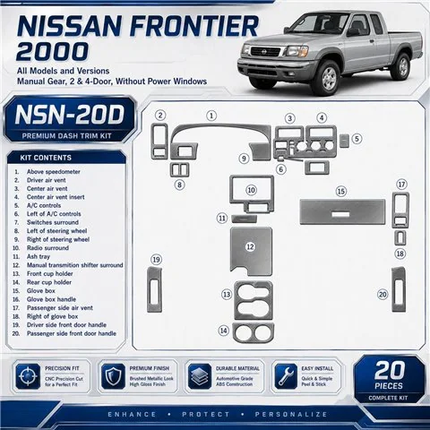 Nissan Frontier 2000-2000 3D Cockpit Dekor Interieurleisten Set 20-teilig