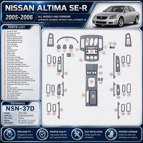 Nissan Altima 2005-2006 3D Cockpit Dekor Interieurleisten Set Full Set / as shown in product diagram-teilig
