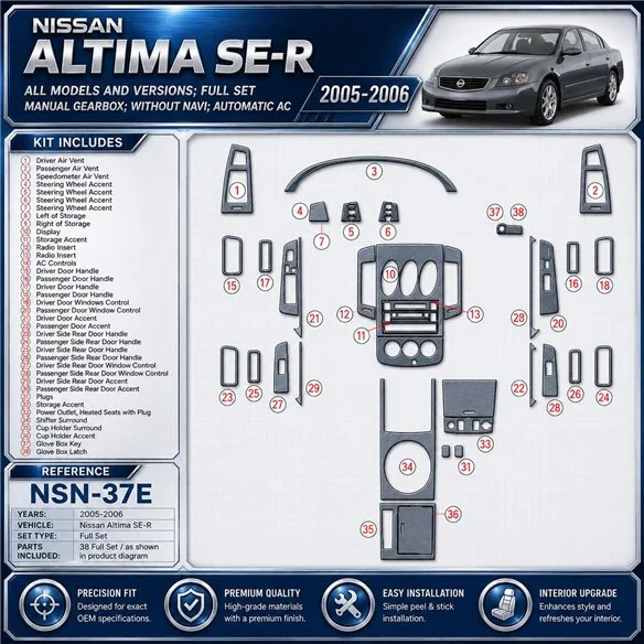 Nissan Altima 2005-2006 3D Cockpit Dekor Interieurleisten Set Full Set / as shown in product diagram-teilig