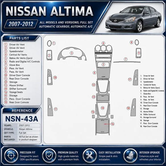 Nissan Altima 2007-2012 3D Cockpit Dekor Interieurleisten Set Full Set / as shown in product diagram-teilig