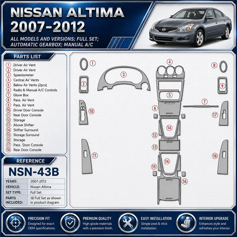 Nissan Altima 2007-2012 3D Cockpit Dekor Interieurleisten Set Full Set / as shown in product diagram-teilig
