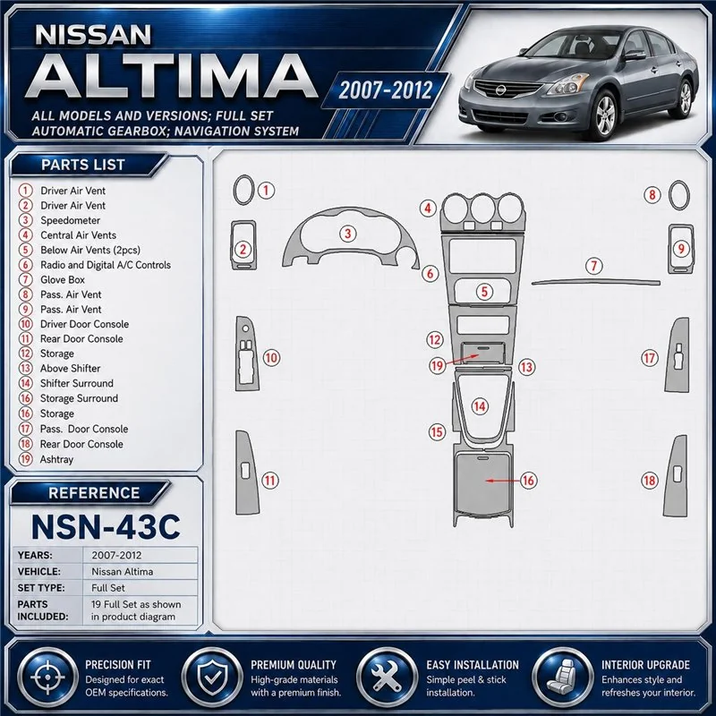 Nissan Altima 2007-2012 3D Cockpit Dekor Interieurleisten Set Full Set / as shown in product diagram-teilig