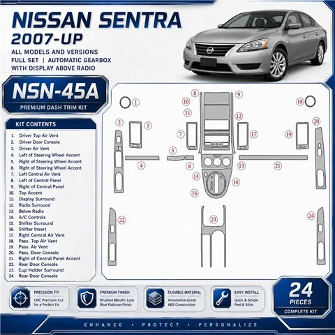 Nissan Sentra 2007-heute 3D Cockpit Dekor Interieurleisten Set Full Set / as shown in product diagram-teilig
