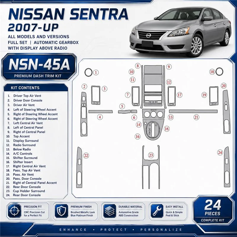 Nissan Sentra 2007-heute 3D Cockpit Dekor Interieurleisten Set Full Set / as shown in product diagram-teilig