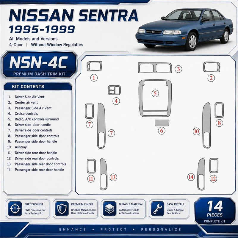Nissan Sentra 1995-1999 3D Cockpit Dekor Interieurleisten Set As shown in product diagram-teilig