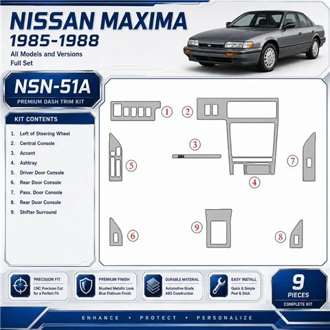 Nissan Maxima 1985-1988 3D Cockpit Dekor Interieurleisten Set Full Set / as shown in product diagram-teilig