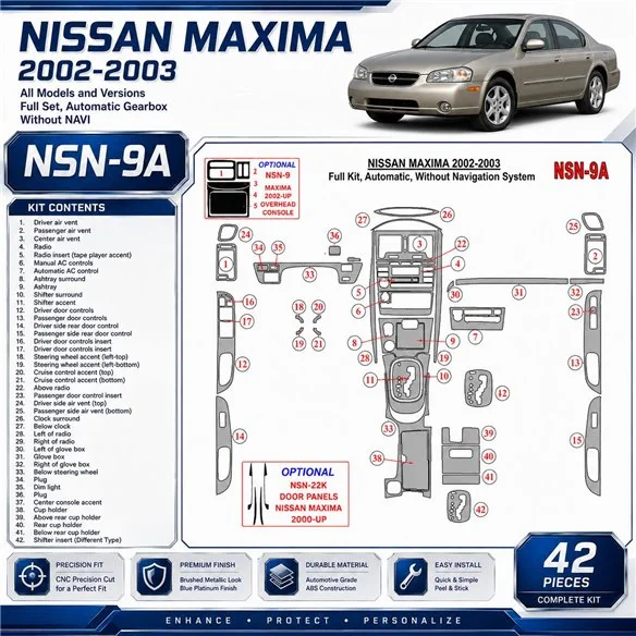 Nissan Maxima 2002-2003 3D Cockpit Dekor Interieurleisten Set Full Set / as shown in product diagram-teilig