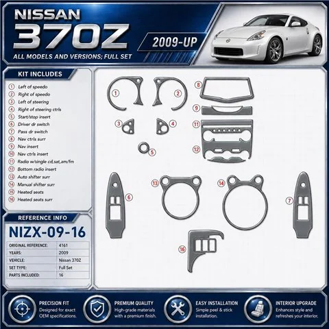 Nissan 370Z 2009 3D Cockpit Dekor Interieurleisten Set 16-teilig
