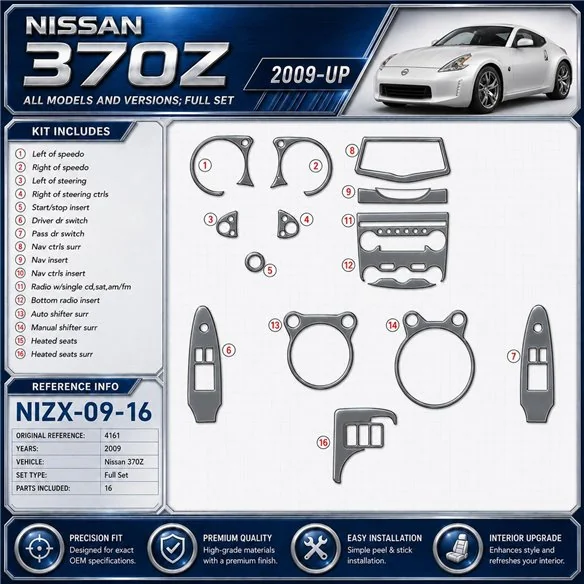 Nissan 370Z 2009 3D Cockpit Dekor Interieurleisten Set 16-teilig