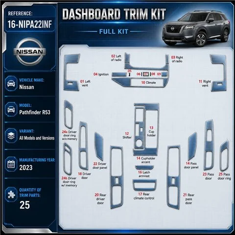 Nissan Pathfinder R53 2023 3D Cockpit Dekor Interieurleisten Set 25-teilig
