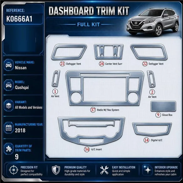 Nissan Qashqai 2018 3D Cockpit Dekor Interieurleisten Set 9-teilig